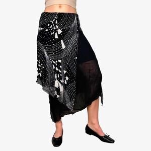 Asymmetrical whimsygoth midi skirt black - size EU 48 / fits like US XL